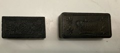 Vintage Dominoes Lot Black Embossed Crown Floral Spinner Tiles Leather Cas