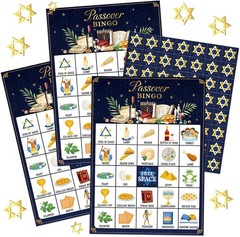 35 Pcs Passover Bingo Games 24 Players Pesach Bingo Cards Jewish Seder Matzo …