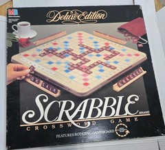 Scrabble Deluxe Edition Turntable Crossword Rotating Milton Bradley 1989 Complet