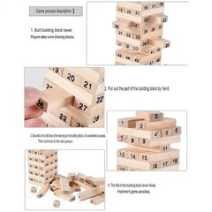 Wooden Blocks 51 Pcs 4 Dice Building Blocks Game Challenging Tumbling Tower
