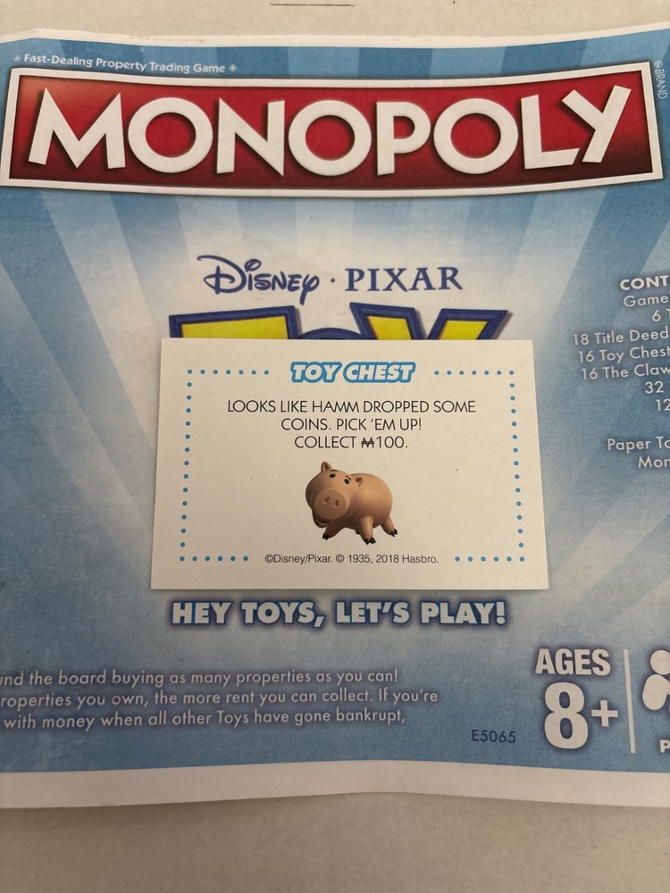 2018 Monopoly Toy Story Hamm Dropped Some Coins Community Chest Card Game