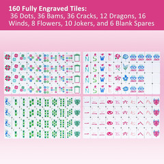 American Mahjong Tile Set(4 Layer),160 Acrylic Engraved Mahjong Tiles, Mahjong T