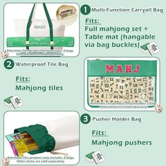 Empty Mahjong Tile Bags Set for American Tiles and Racks,Canvas Tote Bag with Ma