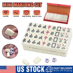 Portable Mini Mahjong Set, Indoor Entertainment Accessories with Carrying Case