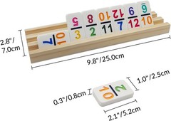 Mexican Train Dominoes Set with Wooden Racks & Hub – 91 Tiles, Double 12