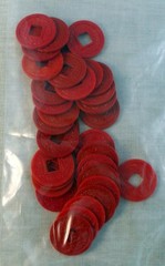 33 Vintage (1940s) Mah Jongg Fancy Coins/Chips Square Center Red