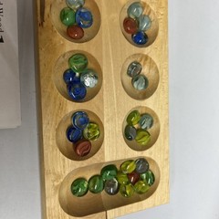 Oak Finished Wood Board w/ Gemstone Pieces MANCALA – 2001 Cardinal Solid Wood