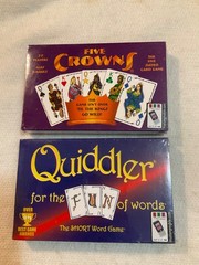 QUIDDLER & FIVE CROWNS Card Games Set of 2 Both New and Sealed Game Age 8-Adult