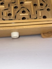 Vtg Labyrinth Premier Edition All Wood Solitaire Game Of Skill * No Balls*
