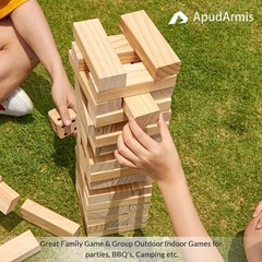 Giant Tumble Tower (Stack from 2Ft to Over 4.2Ft), 54 PCS Pine Wooden Stackin…