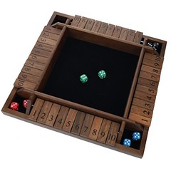 WE Games 4 Player Shut The Box(TM) Dice Game with Lid, Natural Wood, Large