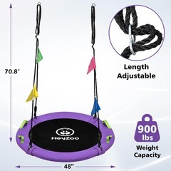 Family Outdoor Swing – 48 Inch Saucer Tree 900lbs Capacity Purple