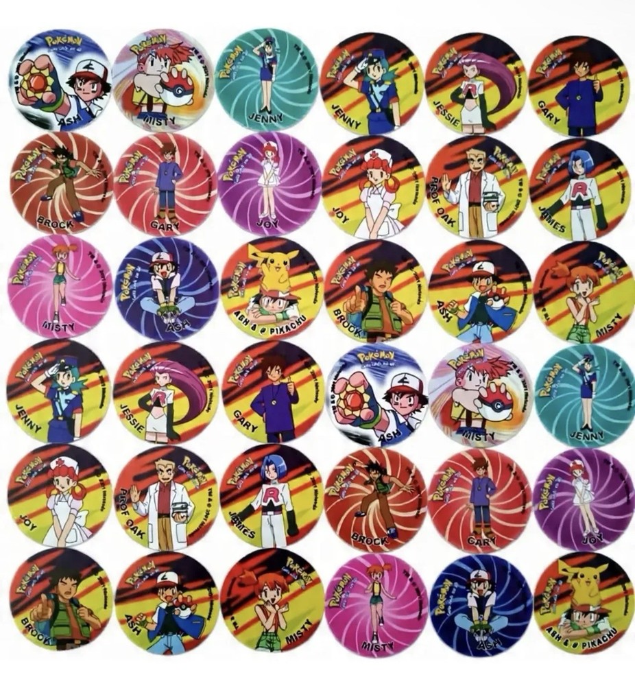 Pokemon 1st Generation Tazos Pogs 36 Piece Lot Pikachu Ash Misty Nintendo