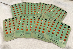 PSEA Bingo Cards – Vintage – Cardboard – Orange Windows – Set of 10
