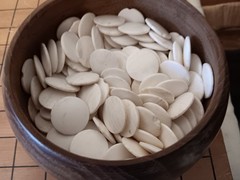 Vintage Go Game Set, Real Traditional Seashell and Slate Pieces, folding Used.