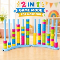 2 Pack Color Stack Challenge Game – Stacking Board Game Set with 2-4 Players Kid