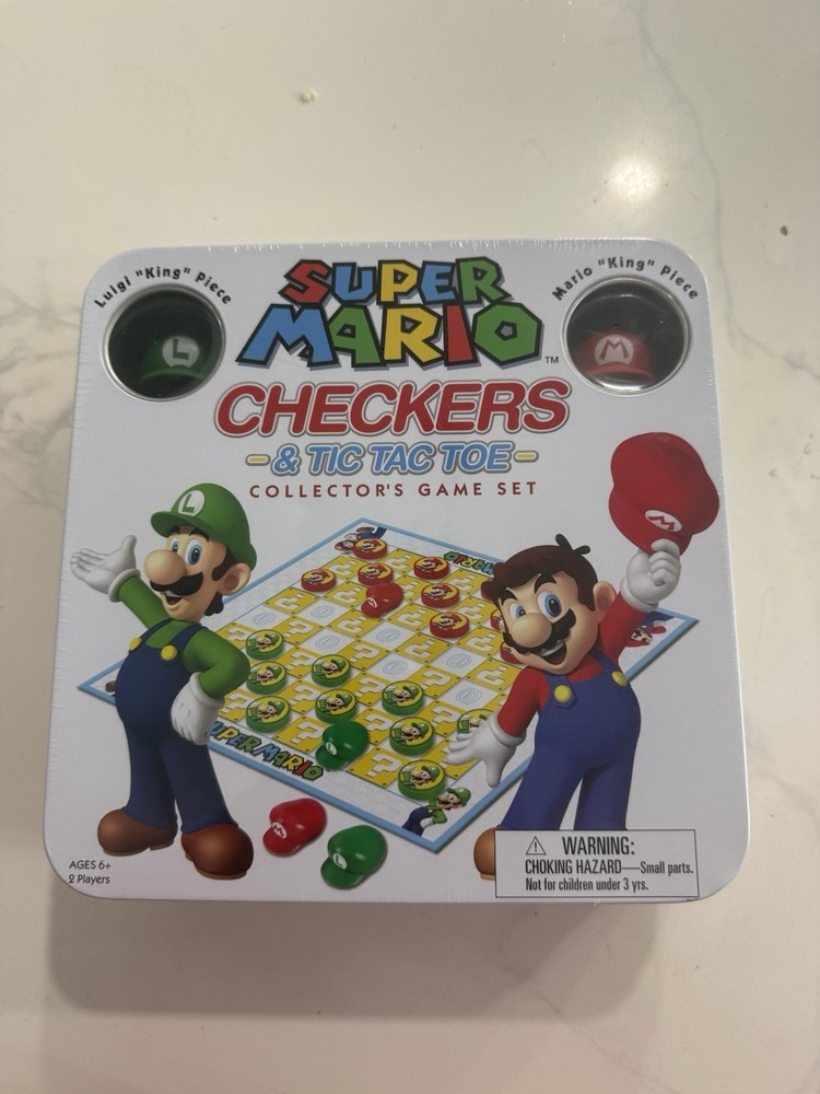 USAopoly Super Mario Checkers & Tic Tac Toe Collector’s Set Double-Sided Board