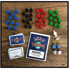 Board Game Travelers w/ Dice, meeples, 2-4 Players, Ages 13+, 2-in-1