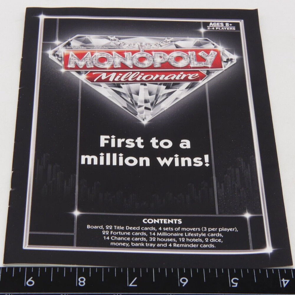 2012 Monopoly Millionaire Board Game Instruction Manual Rules Only