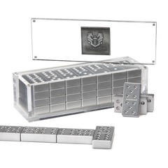 Premium Aluminum Double Six Dominoes Set – Silver