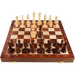 15 Walnut Chess Set with Storage Board for Adults & Children 2 Players