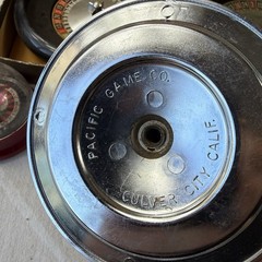 LOT 1940’s Vintage Pocket Roulette Red Tin Toy Mini Travel Antique Wheel Games