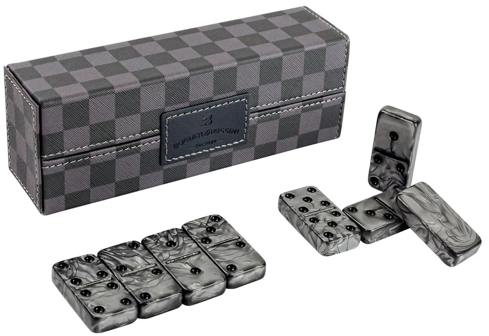 Dominos Set for Adluts Double 6 Jumbo Domino Set 28 Thick Marbleized Black …