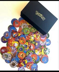 Pokemon Tazos Pogs 141 pcs 3rd Generation Strokes Box 3D Round Square Collection
