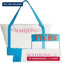 3 Pcs Empty Mahjong Bag Sets for Tiles and Racks Mahjong Tote Bag with Embroider