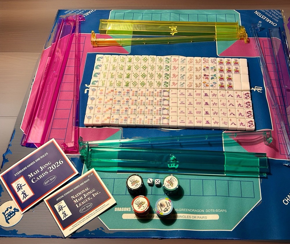American Mahjong Set •160 Melamine Tiles •Racks •Storage Satchel