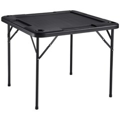 VEVOR Mahjong Table 4 Player Folding Card Table & 4 Cup Holders Chip Trays Black