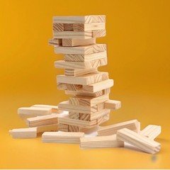 🎲72pc Mini Wooden Tumbling Stacking Tower Blocks Board Game Family Fun New