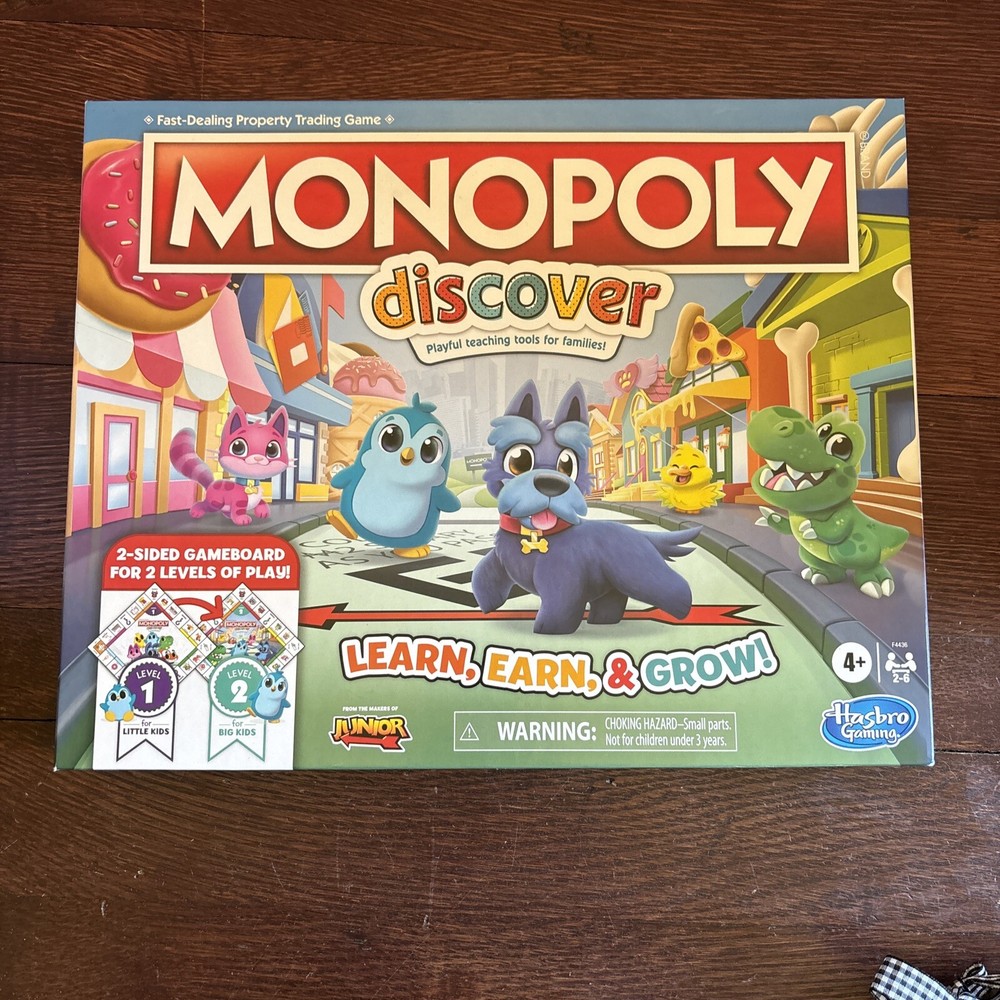 Monopoly Discover Board Game for Kids Ages 4+, 2-Sided Gameboard, Playful