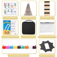 Doreimi Mexican Train Dominoes Set Numbers and 8 average size, Multicolour