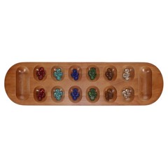 WE Games Solid Wood Mancala Board Game with Walnut Stain – 22 in.