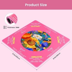 Mat for Table, 31.5 x 31.5 Inch Non-Slip , Floral and Hummingbird Design Table