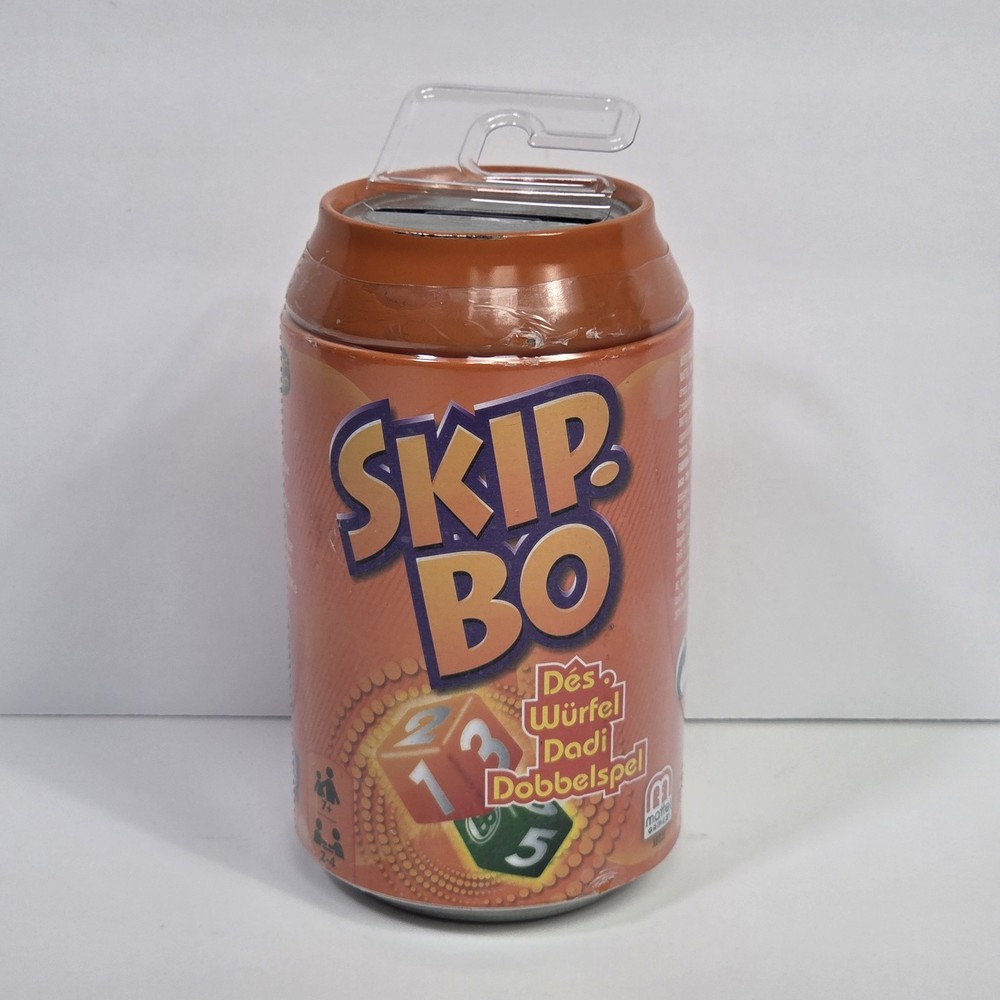 Skip Bo Dice Game – Orange Tin Can Travel Games – Mattel 2011 – International