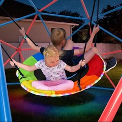 Climbing Dome Swing Set LED Saucer 800lb Jungle Gym Outdoor 3-8 8-12 Kids