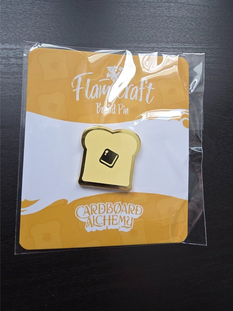 Flamecraft Bread Token Enamel Pin Cardboard Alchemy PAX UNPLUGGED 2025 EXCLUSIVE