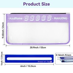 AzulHome PVC Mahjong Tiles Bag with 2 Mahjong Line Finders, Light Purple, 21″x9″