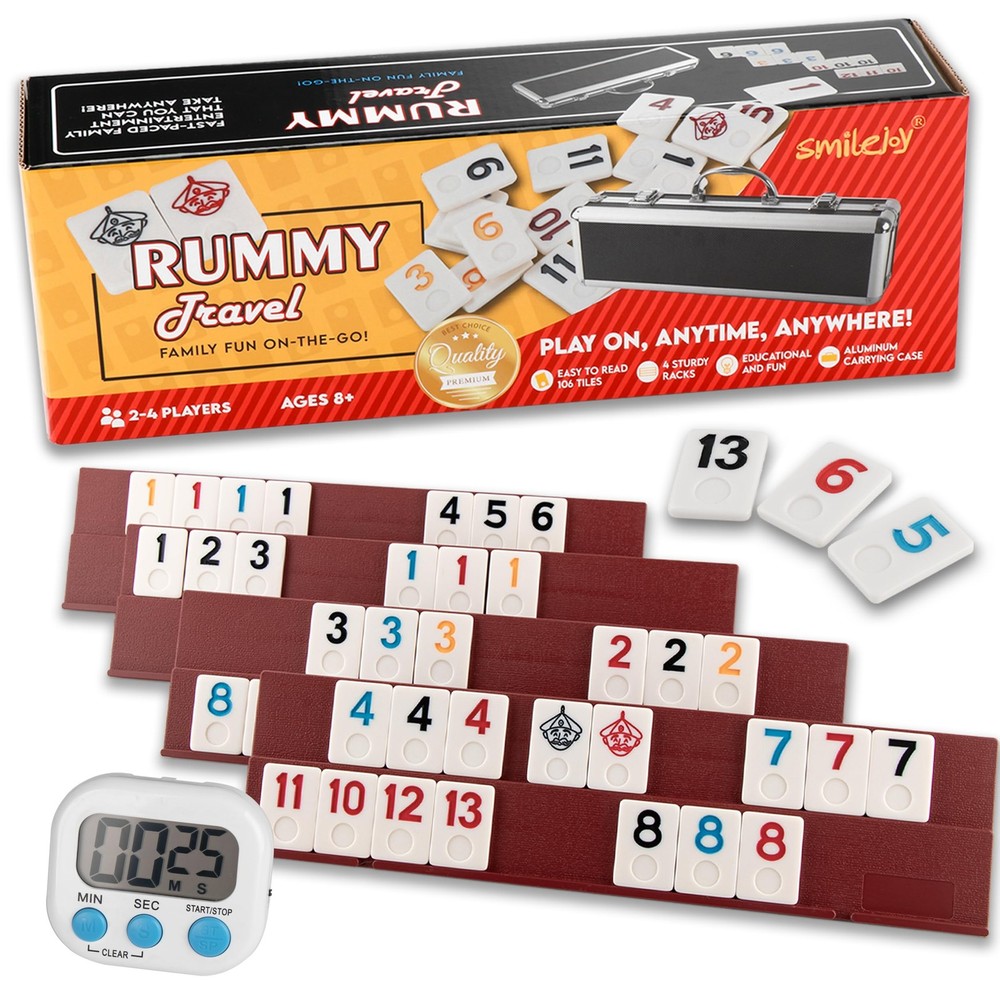 Smilejoy Rummy Cube Game Four Players Edition, Deluxe Standard, Multicolored