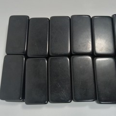 Vtg Set of Puremco No. 616 Standard Black Marblelike Dominoes Made In USA Waco