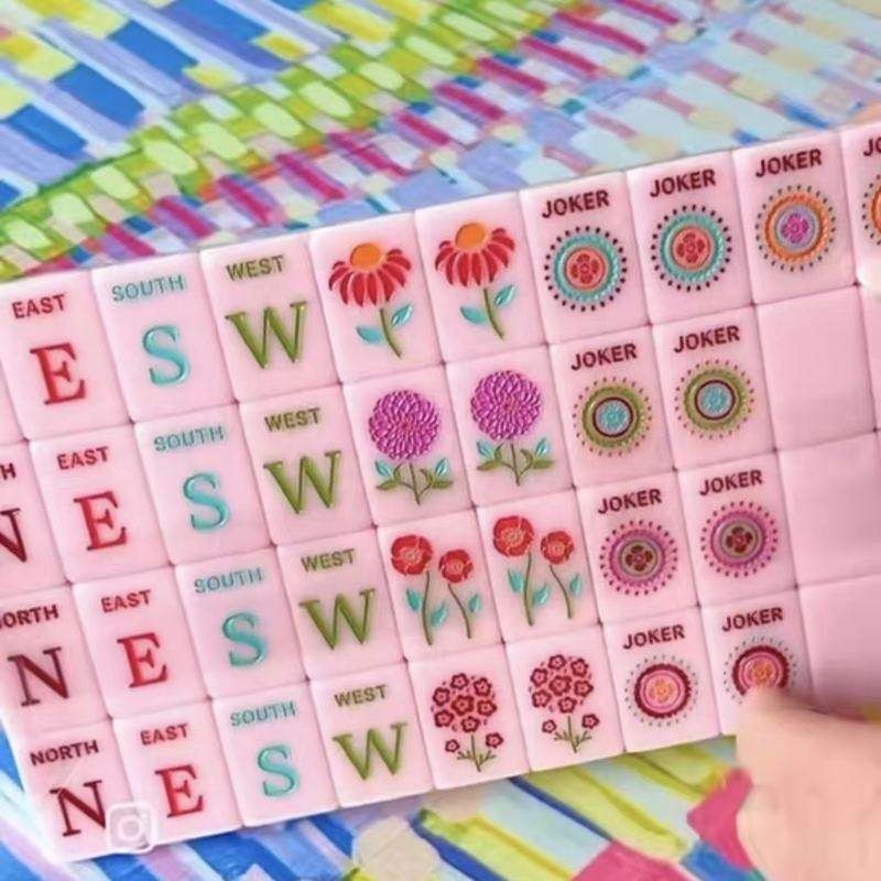 Pink Chic Pink Floral Single Layer Acrylic American Mahjong Set 160 FREE SHIP
