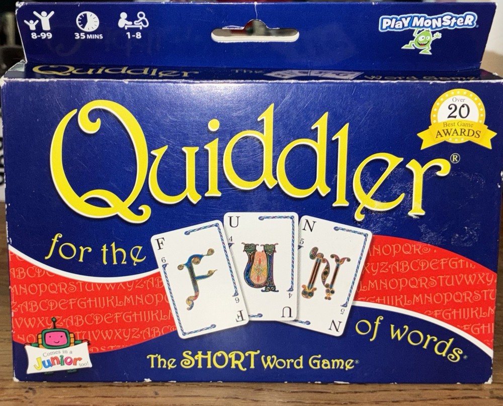 SET Enterprises Quiddler Word Game Over 20 Best Game Awards! 1-8 Plyrs COMPLETE