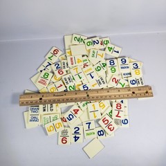 81 Pc Vintage 1986 UNO Dominos Game by International Tile Lot Crafts