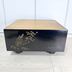 Vintage Go Board IGO Game Black Lacquer Finish Gold Maki-e Legs Luxury Japan
