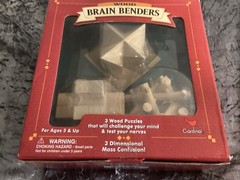 New In Box- Vintage 2003- Cardinal Wood Brain Benders 3-3D Puzzles Item