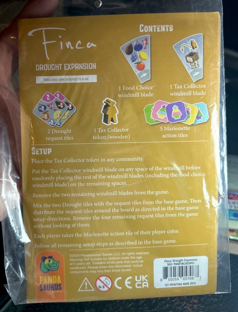 Finca: Drought Expansion – Game Boy Geek 2025 Kickstarter Pandasaurus Games NEW!
