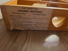 Merdel Skittles 401 Bowling Game 10 Pins, 2 Spinners, Original Box- Not Complete