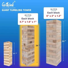 Wooden Giant Tumble Tower Game – 60 Blocks for Thrilling Fun & Skill Development